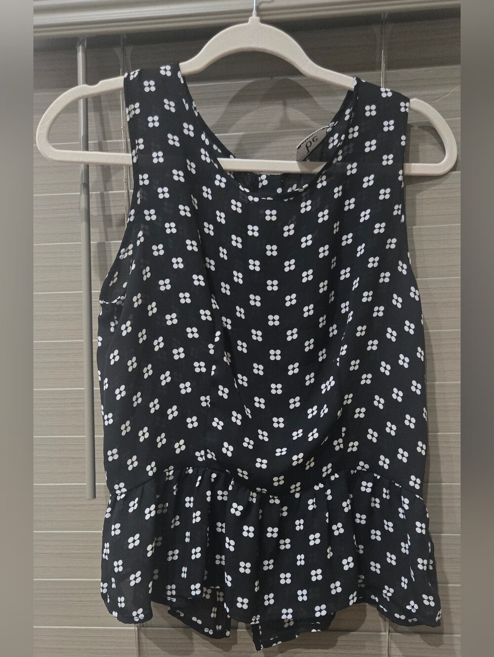 Black Floral Print Peplum Camisole